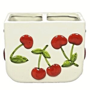 Mayim Cherry Ceramic Toothbrush Holder Bathroom Organizer Retro Cottagecore